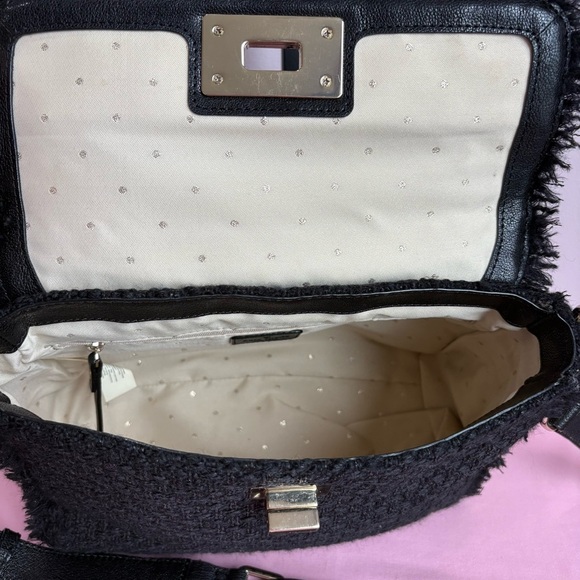 Kate Spade Black Tweed Top-Handle Handbag with Crossbody EUC - Picture 11 of 13